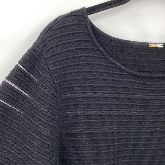 Tahari Ribbed Sheath Dress Stretchy Classic Minimalist Elegant Black Size Large - Picture 4 of 8